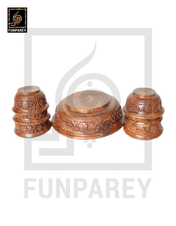 Hand Carved Wooden Bowl Set Large 10" - Image 10