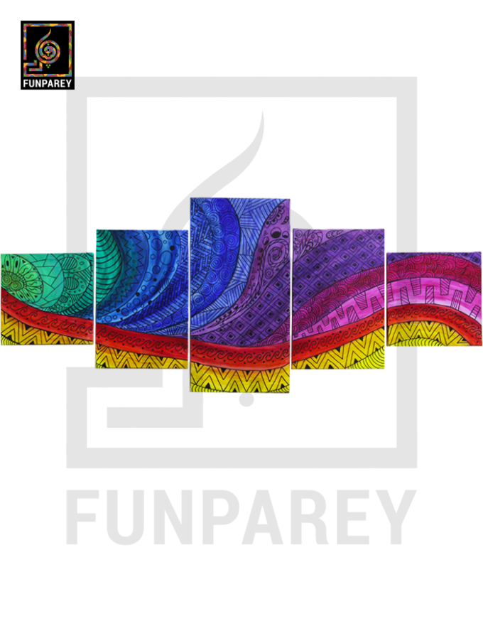 Zentangle Art Acrylic Painting Set 'Rhombus' 24" (Set of 5)