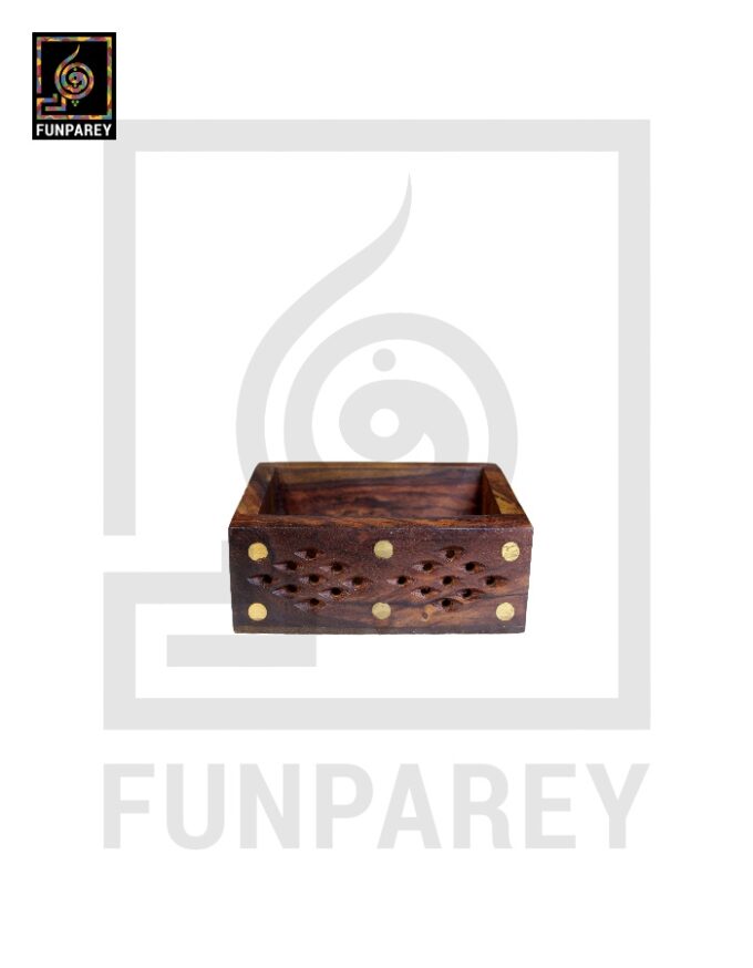 Hand Carved Card Holder With Brass and Cutwork - Image 3
