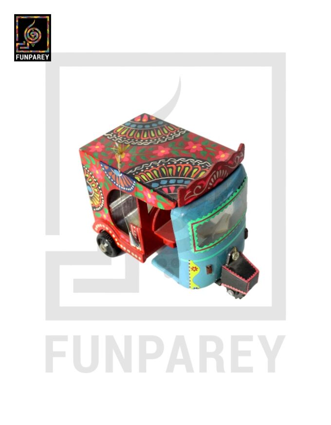 Handmade Wooden Colorful Rickshaw with Truck Art - Image 8