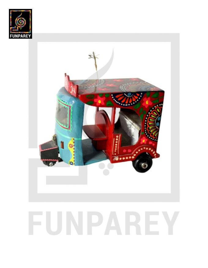 Handmade Wooden Colorful Rickshaw with Truck Art - Image 5