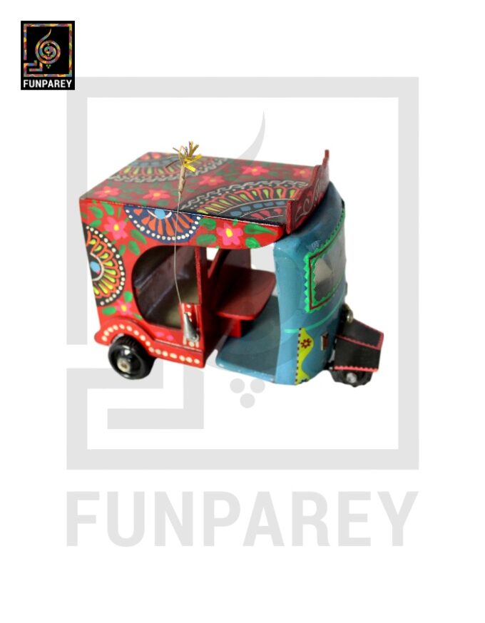 Handmade Wooden Colorful Rickshaw with Truck Art - Image 4