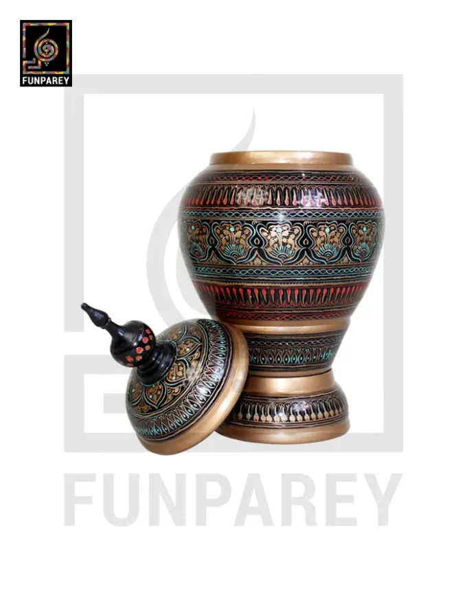 Spire Candy Jar - Hand Crafted with Golden Nakshi Art - Image 2