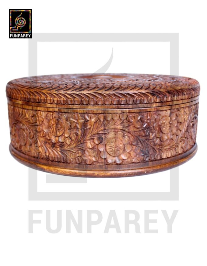 Premium Wooden Dry Fruit Bowl 12 with Heavy Carving Design - Image 11