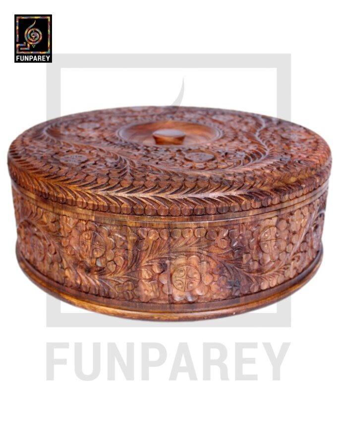 Premium Wooden Dry Fruit Bowl 12 with Heavy Carving Design