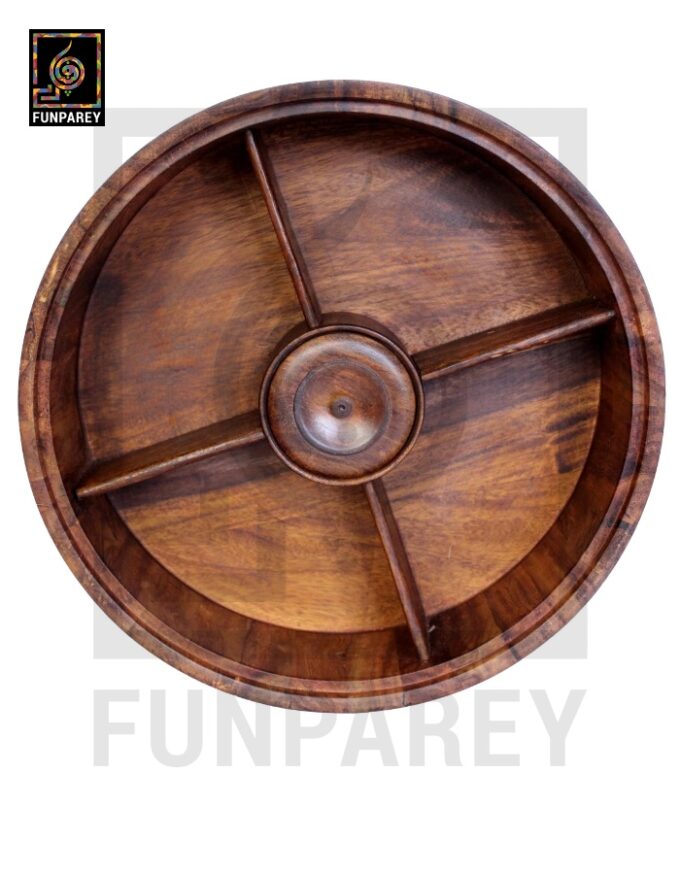 Premium Wooden Dry Fruit Bowl 12 with Heavy Carving Design - Image 4