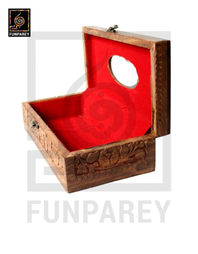 Handmade Distinct Wooden Tissue Box with Brass and Carving Works - Image 9