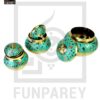 Antique Brass Colorful Candy Bowl Set with Etched Motif - Green - Image 12