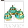 Antique Brass Colorful Candy Bowl Set with Etched Motif - Green - Image 14