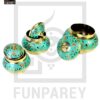 Antique Brass Colorful Candy Bowl Set with Etched Motif - Green - Image 2