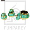 Antique Brass Colorful Candy Bowl Set with Etched Motif - Green - Image 13