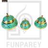 Antique Brass Colorful Candy Bowl Set with Etched Motif - Green - Image 5