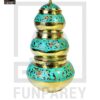 Antique Brass Colorful Candy Bowl Set with Etched Motif - Green - Image 6
