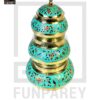 Antique Brass Colorful Candy Bowl Set with Etched Motif - Green - Image 7
