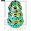 Antique Brass Colorful Candy Bowl Set with Etched Motif - Green - Image 8