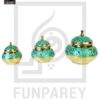 Antique Brass Colorful Candy Bowl Set with Etched Motif - Green - Image 9