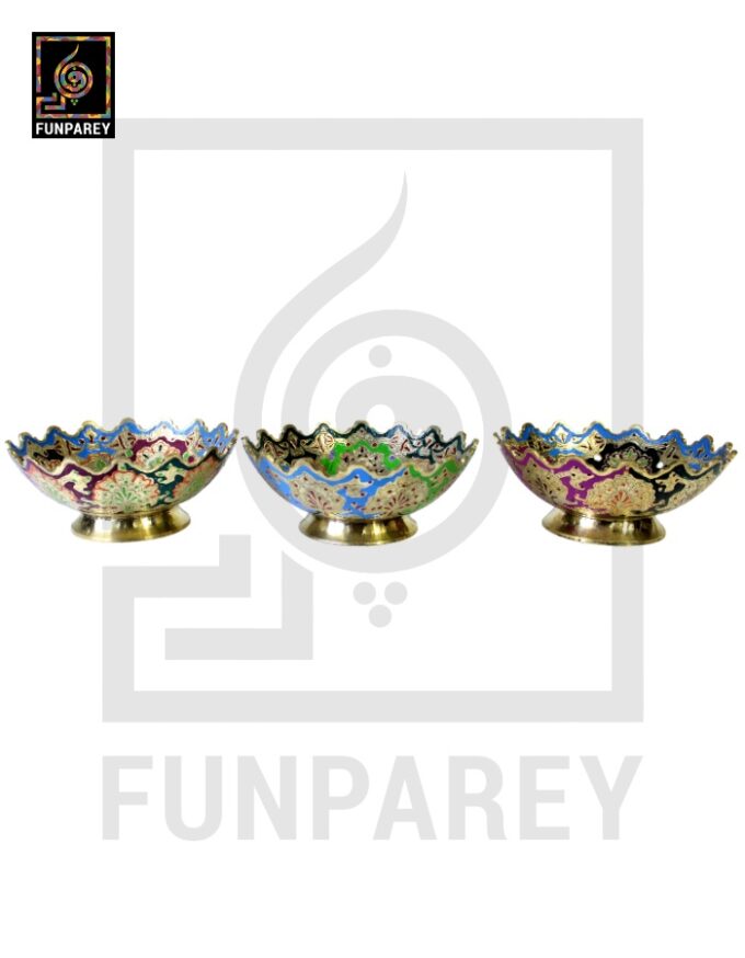 Handmade Decorative 6″ Distinct Brass Bowl Set (3 Pieces) - Image 2