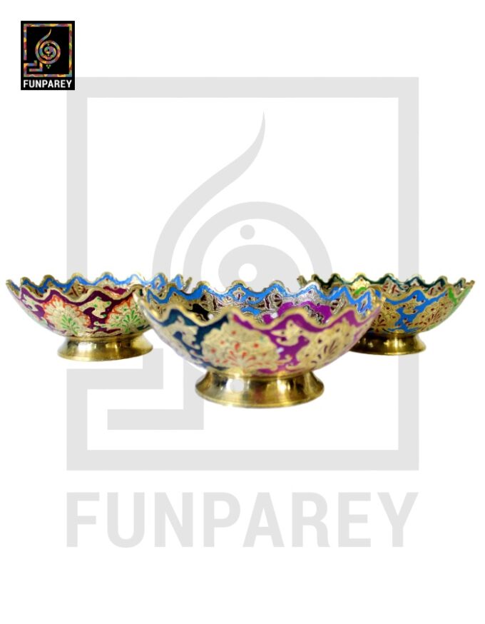 Handmade Decorative 6″ Distinct Brass Bowl Set (3 Pieces) - Image 12