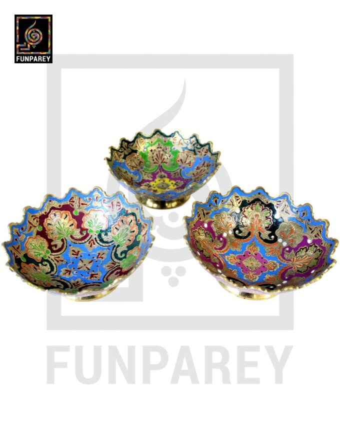 Handmade Decorative 6″ Distinct Brass Bowl Set (3 Pieces) - Image 5