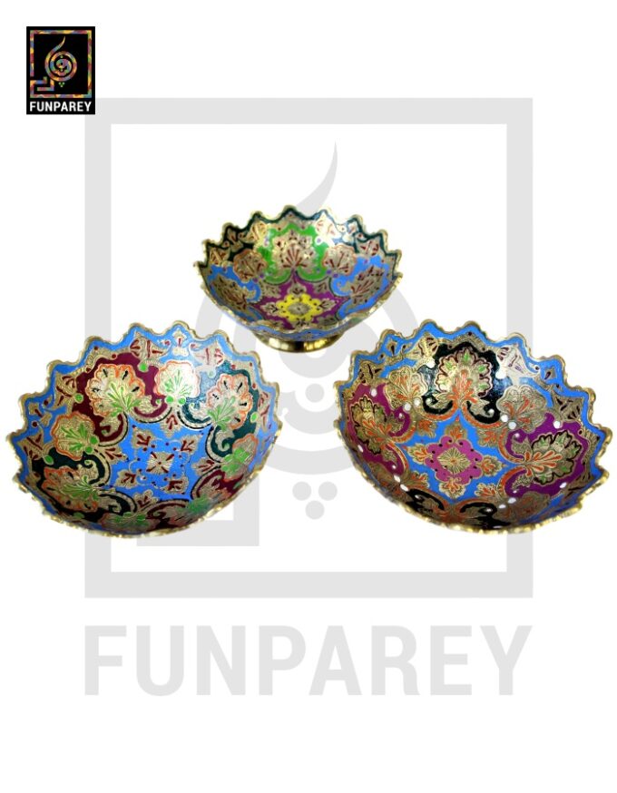 Handmade Decorative 6″ Distinct Brass Bowl Set (3 Pieces) - Image 6