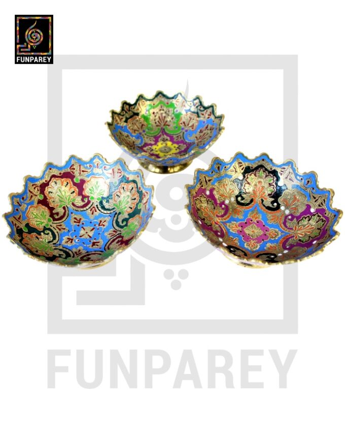 Handmade Decorative 6″ Distinct Brass Bowl Set (3 Pieces) - Image 7