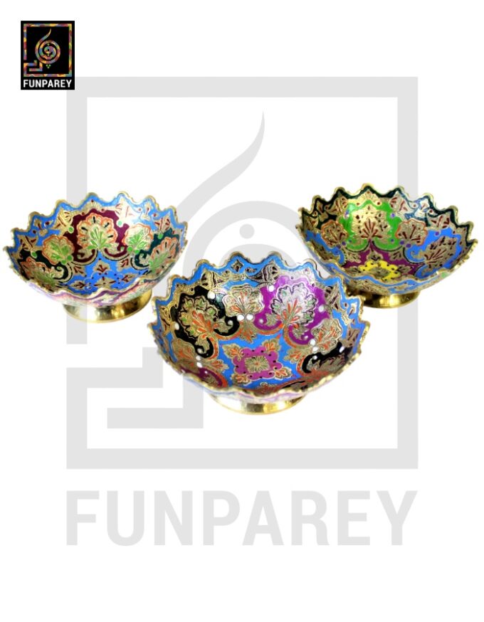 Handmade Decorative 6″ Distinct Brass Bowl Set (3 Pieces) - Image 9