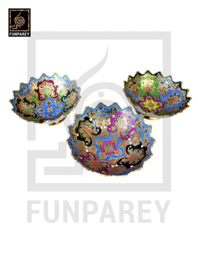 Handmade Decorative 6″ Distinct Brass Bowl Set (3 Pieces) - Image 10