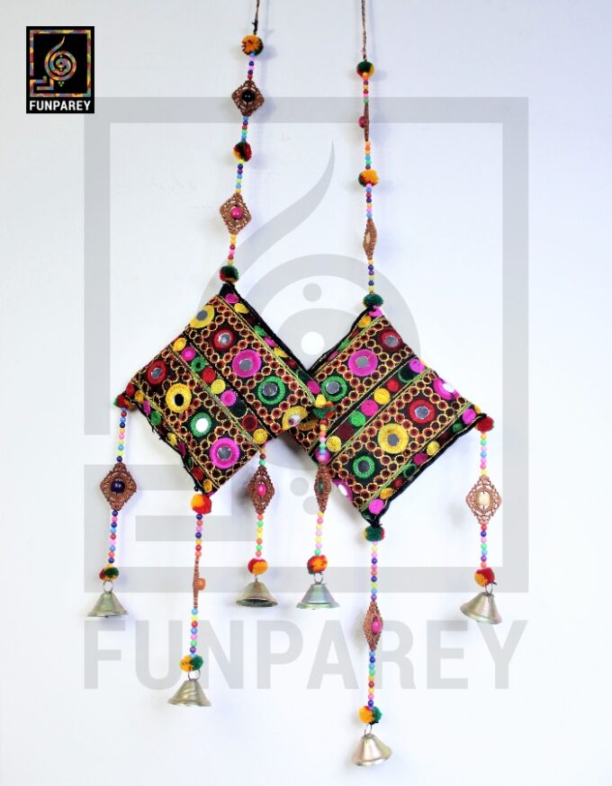 Handmade Antique Embroidered Cushion Door Chime Small Pair - Image 5