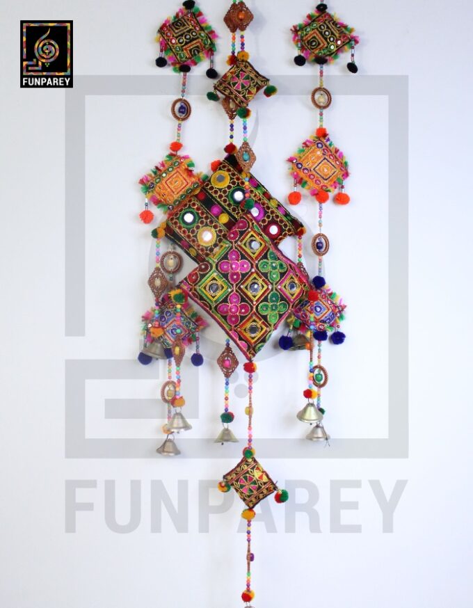 Handmade Antique Embroidered Cushion Door Chime Set (1 Large,1 Small and 2 Square) - Image 3