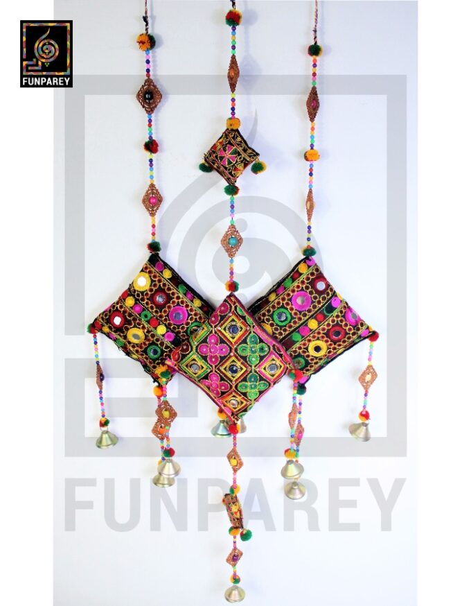 Handmade Antique Embroidered Cushion Door Chime (Set of 3) (1 Large and 2 Small) - Image 4