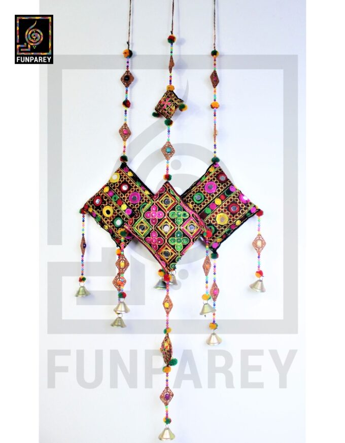 Handmade Antique Embroidered Cushion Door Chime (Set of 3) (1 Large and 2 Small) - Image 5