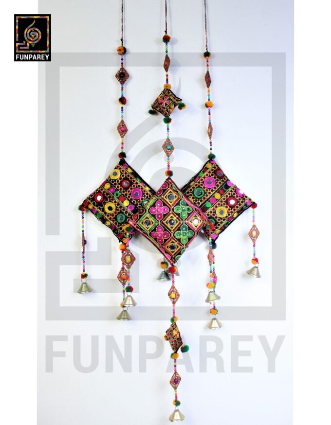 Handmade Antique Embroidered Cushion Door Chime (Set of 3) (1 Large and 2 Small) - Image 6