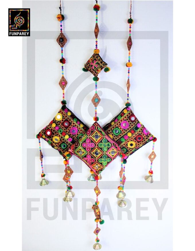 Handmade Antique Embroidered Cushion Door Chime (Set of 3) (1 Large and 2 Small) - Image 3
