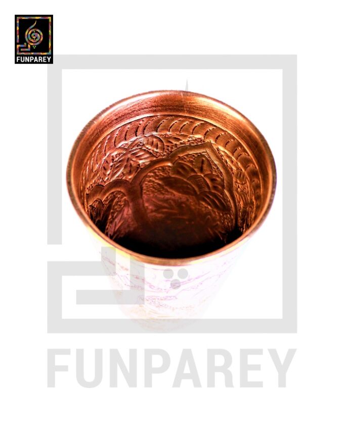 Premium Copper Glass With Etched Motif Work Large - Image 2
