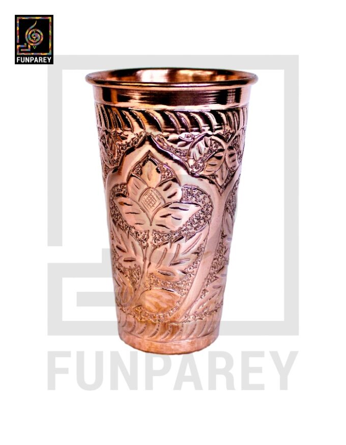 Premium Copper Glass With Etched Motif Work Large - Image 5