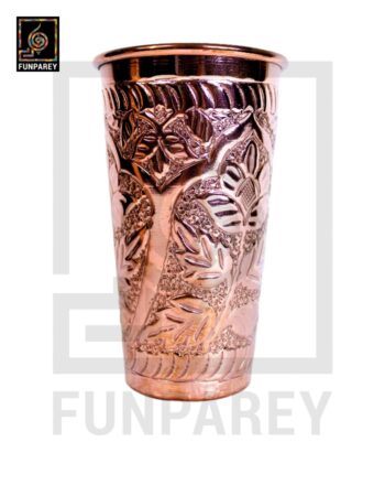 Premium Copper Glass With Etched Motif Work Large