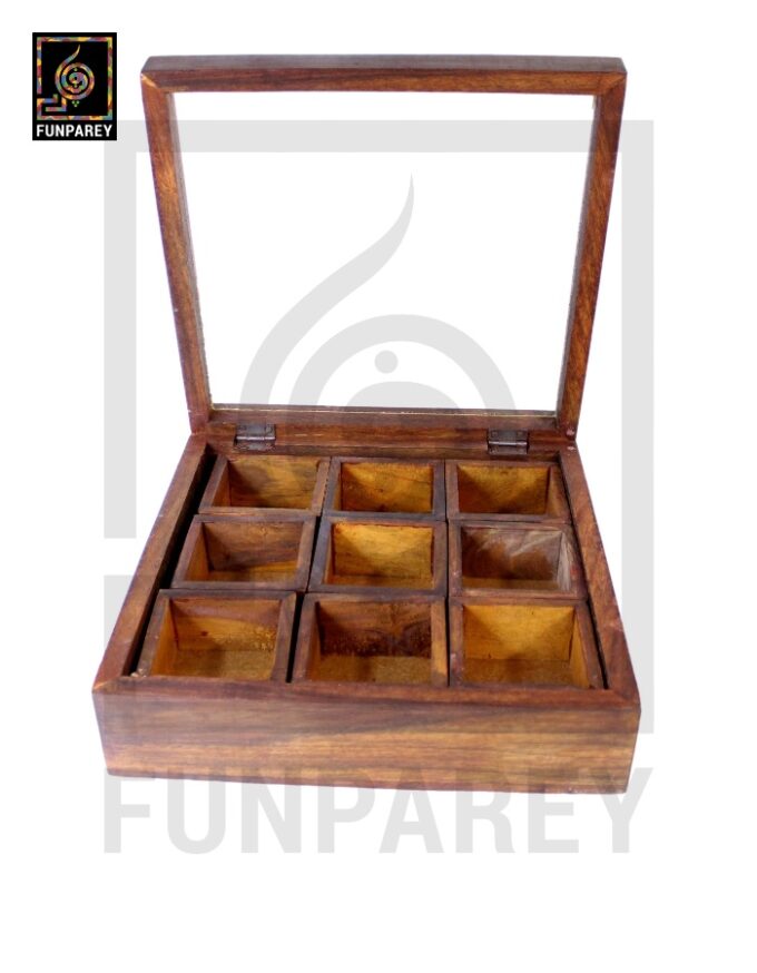 Handmade Wooden Storage Box with Removable Partitions 10/10 (Masala Box) - Image 2