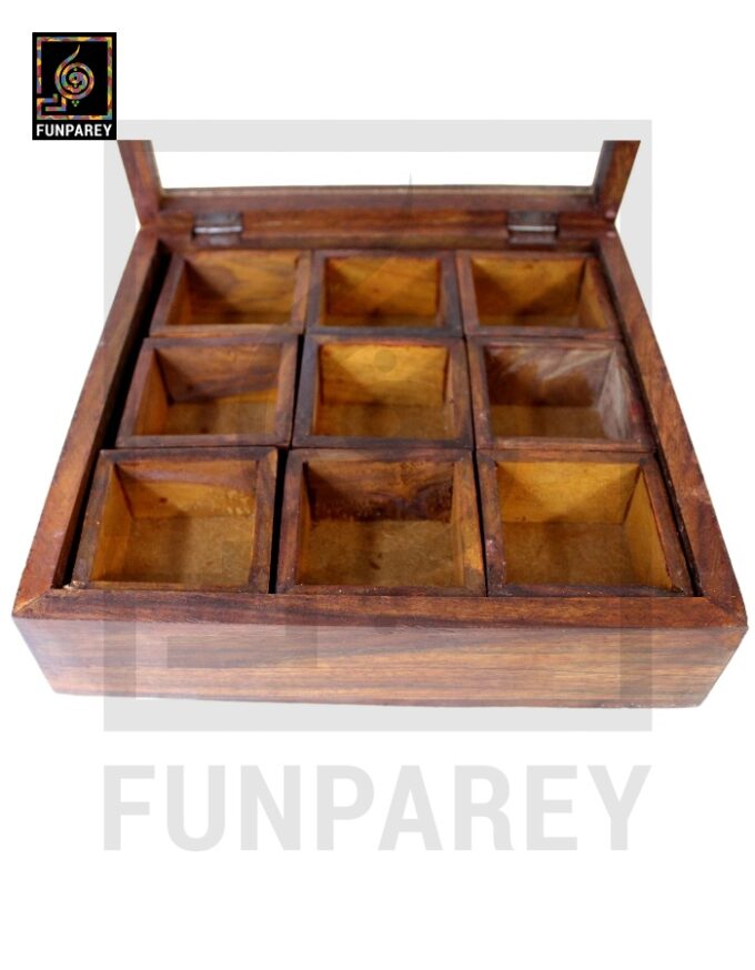 Handmade Wooden Storage Box with Removable Partitions 10/10 (Masala Box) - Image 3