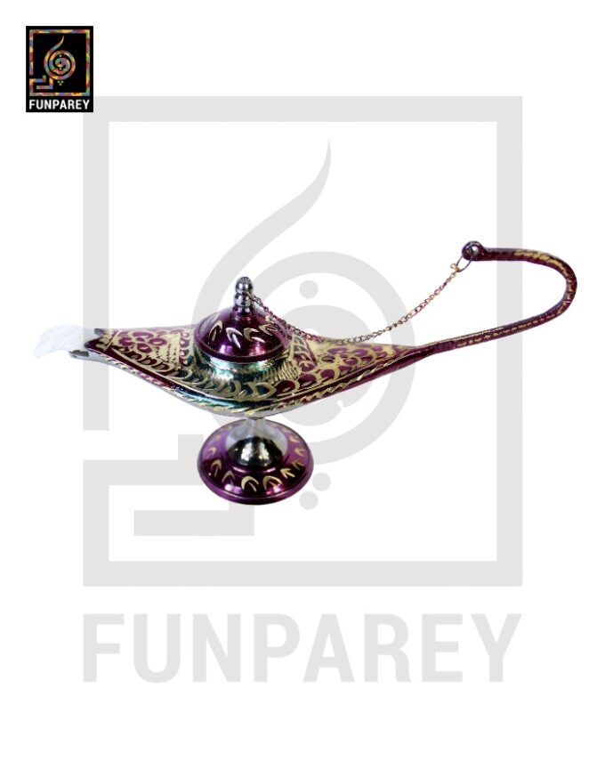 Antique Brass Aladdin lamp Dark Green With Diamond Cut Work - Image 4