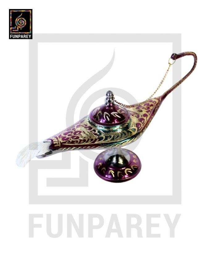 Antique Brass Aladdin lamp Dark Green With Diamond Cut Work