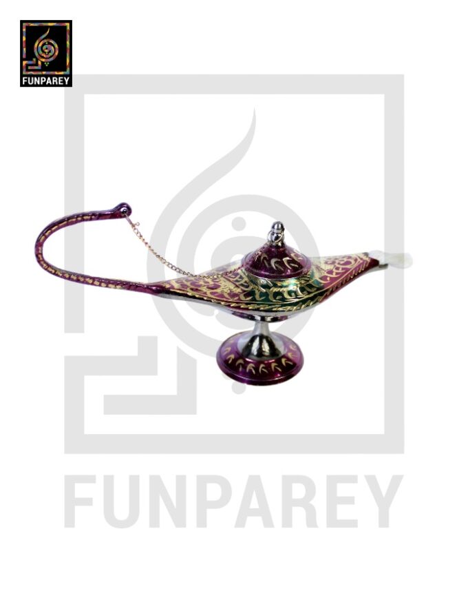 Antique Brass Aladdin lamp Dark Green With Diamond Cut Work - Image 7