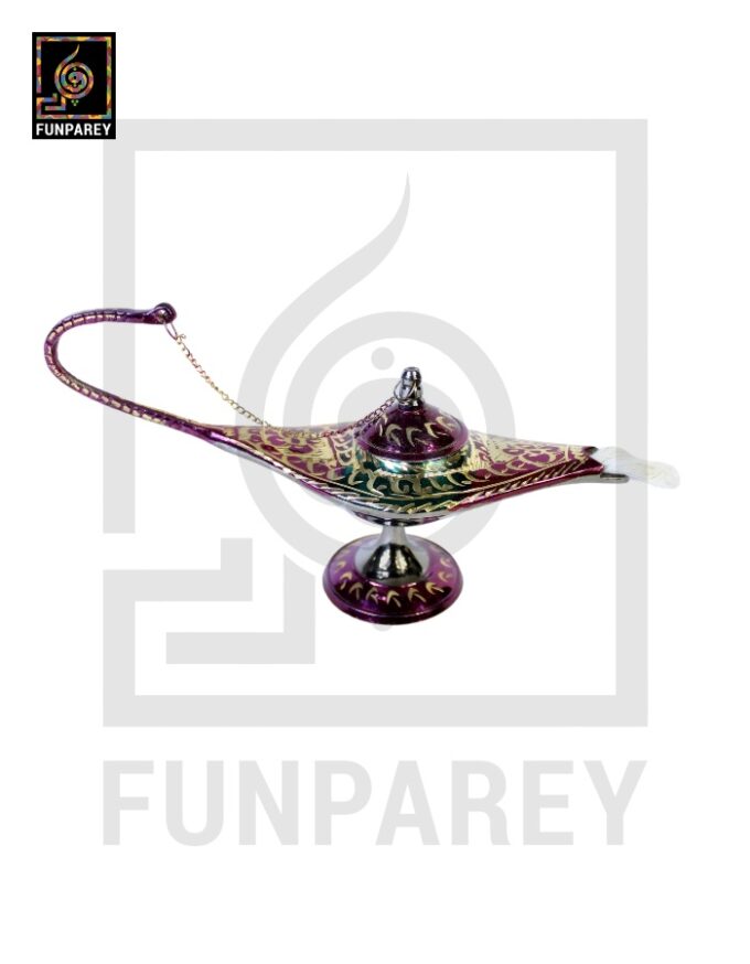 Antique Brass Aladdin lamp Dark Green With Diamond Cut Work - Image 2