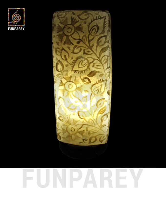 Premium Camel Skin Table Lamp  12" Golden Square - Image 2