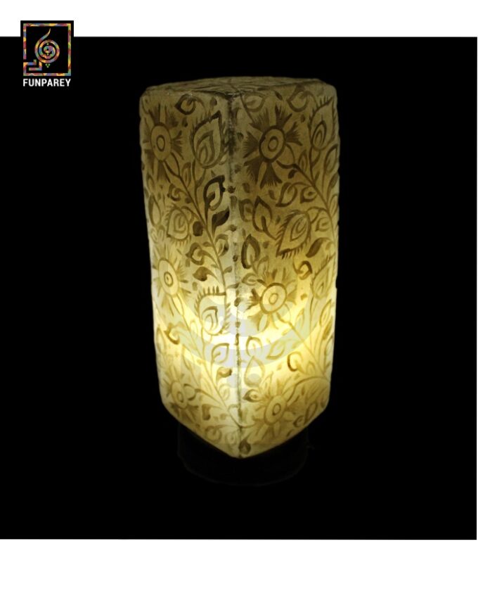 Premium Camel Skin Table Lamp  12" Golden Square - Image 3