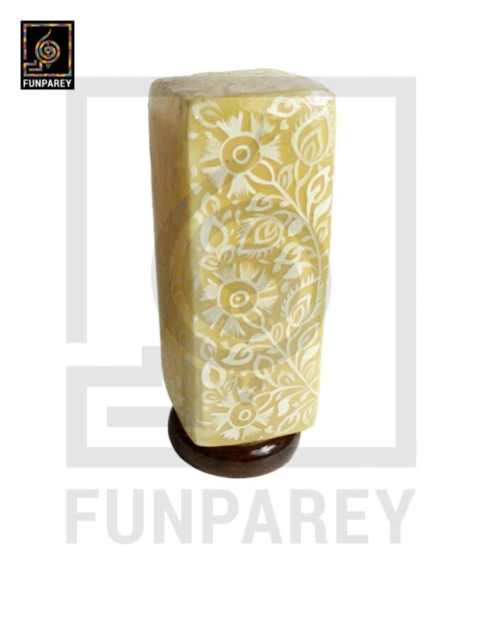 Premium Camel Skin Table Lamp  12" Golden Square
