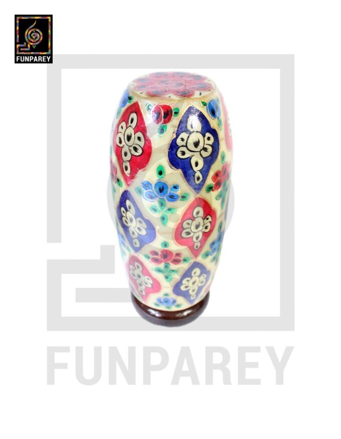Camel Skin Table Lamp 12" With Marbled Floral Motif - Image 3