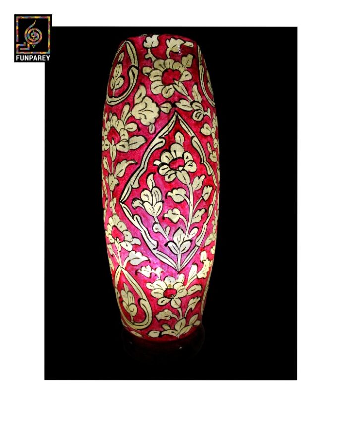 Camel Skin Table Lamp 15" Scarlet Floral - Image 4