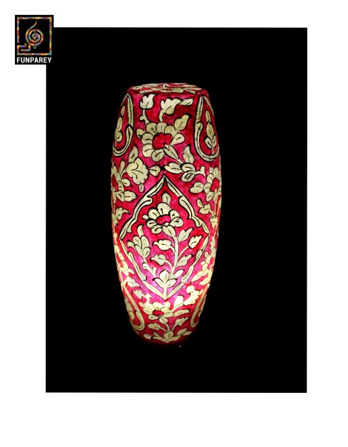 Camel Skin Table Lamp 15" Scarlet Floral - Image 5