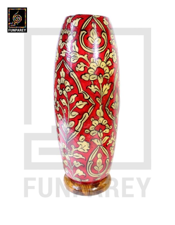 Camel Skin Table Lamp 15" Scarlet Floral - Image 7