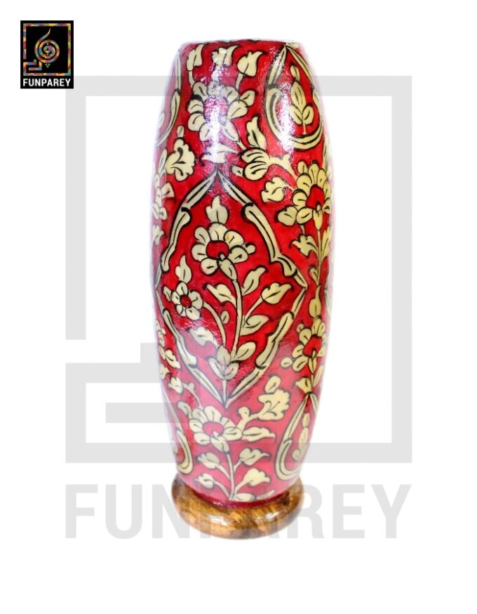 Camel Skin Table Lamp 15" Scarlet Floral - Image 2